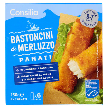 6 Bastoncini di merluzzo panato croccante Consilia 150 gr