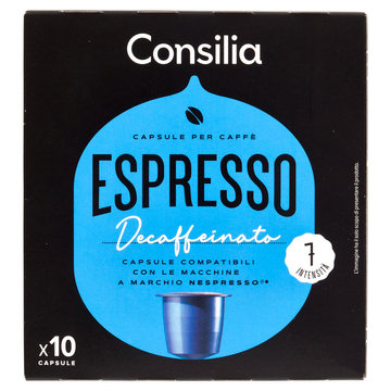 Consilia Caffe in Capsule Espresso Decaffeinato Compatibili Nespresso 10 pezzi