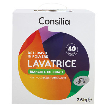 Consilia Detersivo per Lavatrice in Polvere 40 misurini 2,6 kg