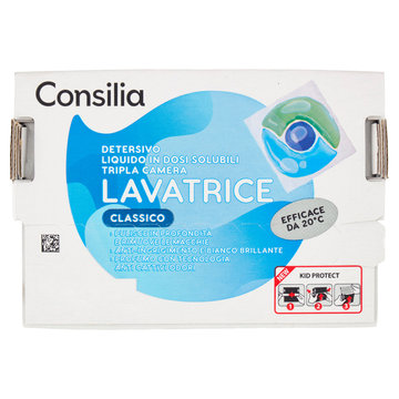 Consilia Detersivo per Lavatrice Liquido Concentrato Classico 24 Capsule Idrosolubili 336 ml