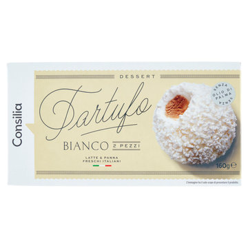 Consilia 2 Tartufi Bianchi di Gelato Panna Ripieno di Caffe 100% Arabica 160 g
