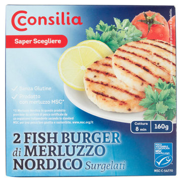 Consilia Fish Burger di Merluzzo Nordico Surgelato 2x80 g