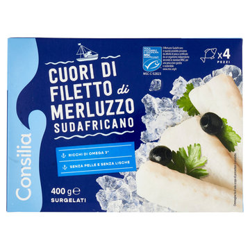 Consilia Saper Scegliere Cuori di Filetto di Merluzzo Sudafricano Surgelati 4 x 100 g