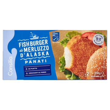 Consilia Fish Burger di Merluzzo D'Alaska Panati Surgelati 2x105 g