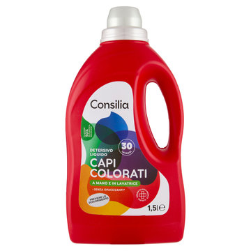 Consilia Detersivo a Mano e in Lavatrice Liquido Capi Colorati 30 Lavaggi 1,5 L
