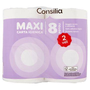 Consilia Carta Igienica 2 Veli 500 Strappi 8 rotoli