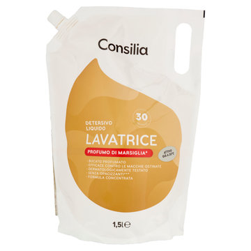 Consilia Detersivo a Mano e in Lavatrice Liquido Marsiglia 30 Lavaggi 1,5 L